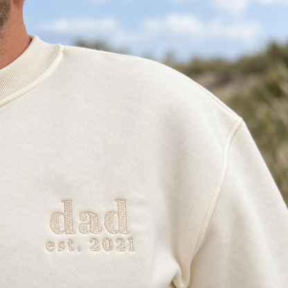 Embroidered Beige Sweatshirt | Chest + Sleeve Embroidery