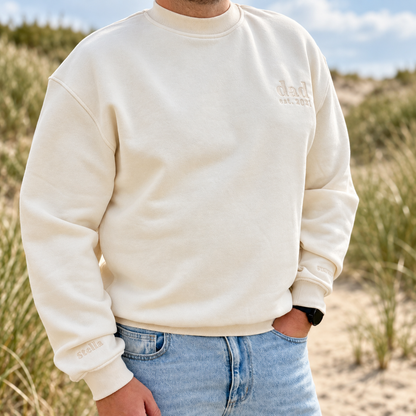 Embroidered Beige Sweatshirt | Chest + Sleeve Embroidery